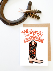 Western Cowgirl Christmas Card, Poinsettia