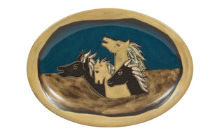 Mara 13" Oval Serving Platter - Horses