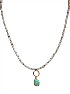 14352 Small Crystal Turquoise Drop Necklace