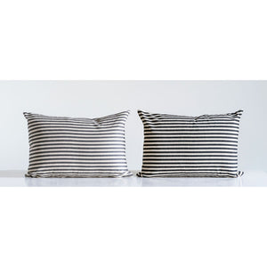 Black Stripe Cotton Pillow