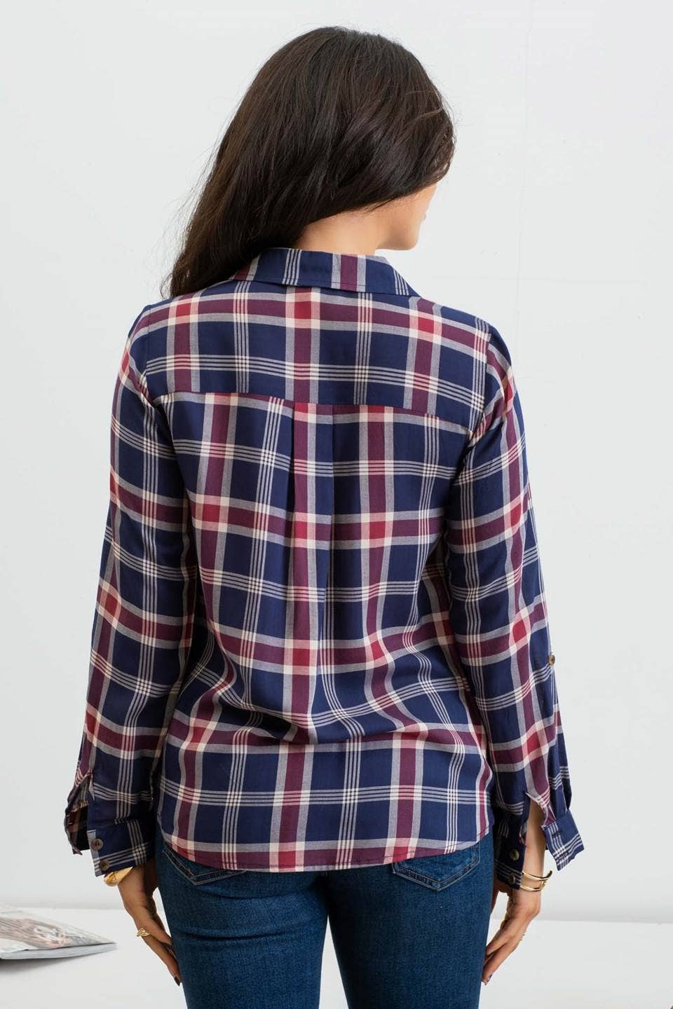 Hadley Plaid Button Down Wrap Top