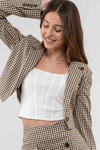 Dylan Plaid Cropped Blazer