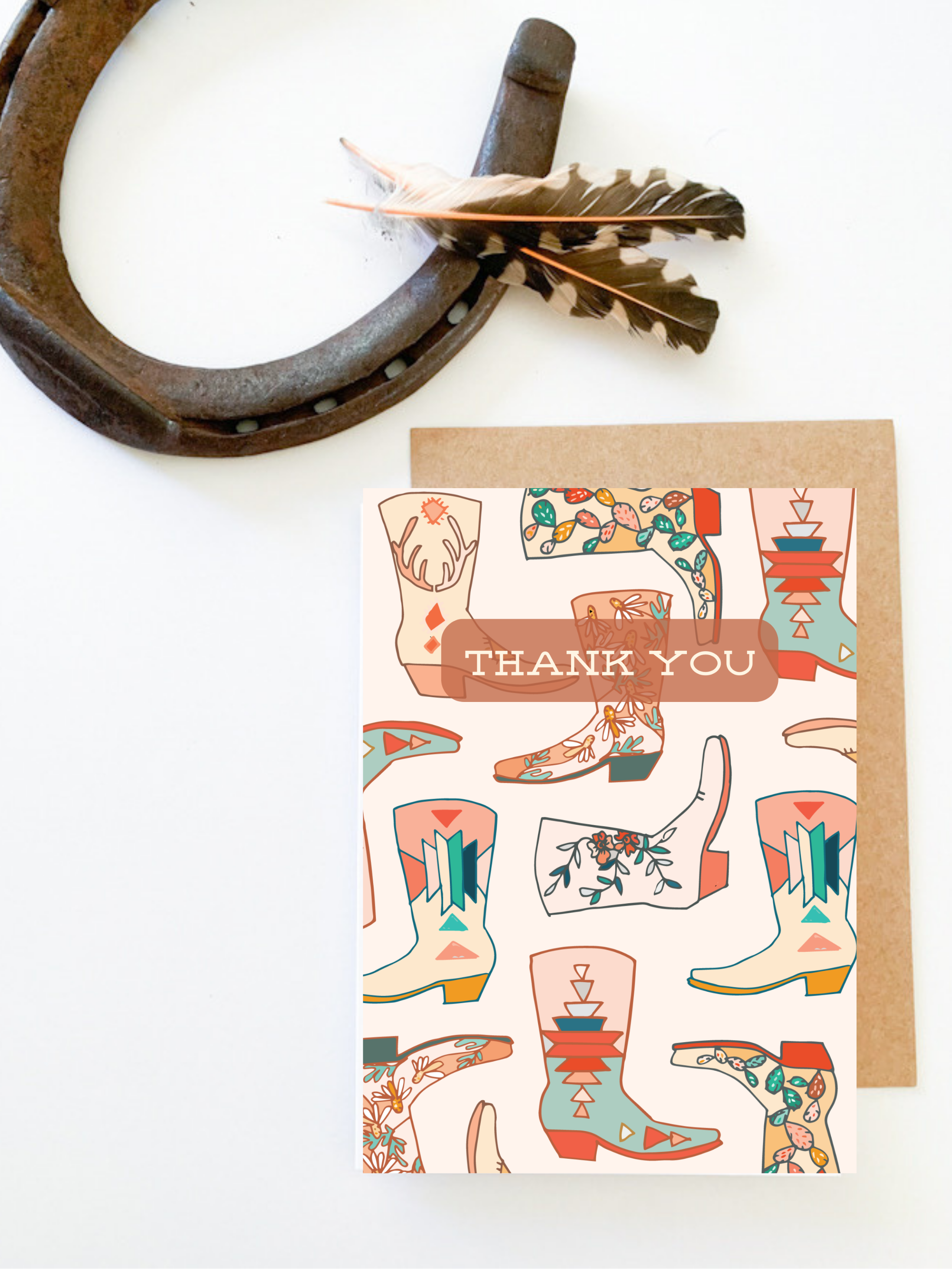 Western Thank you card, Cowboy Boots Card