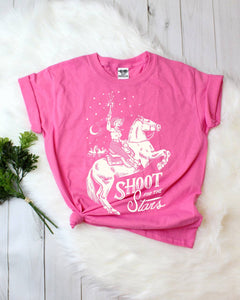 Kids Shoot for the Stars Tee - Fuchsia