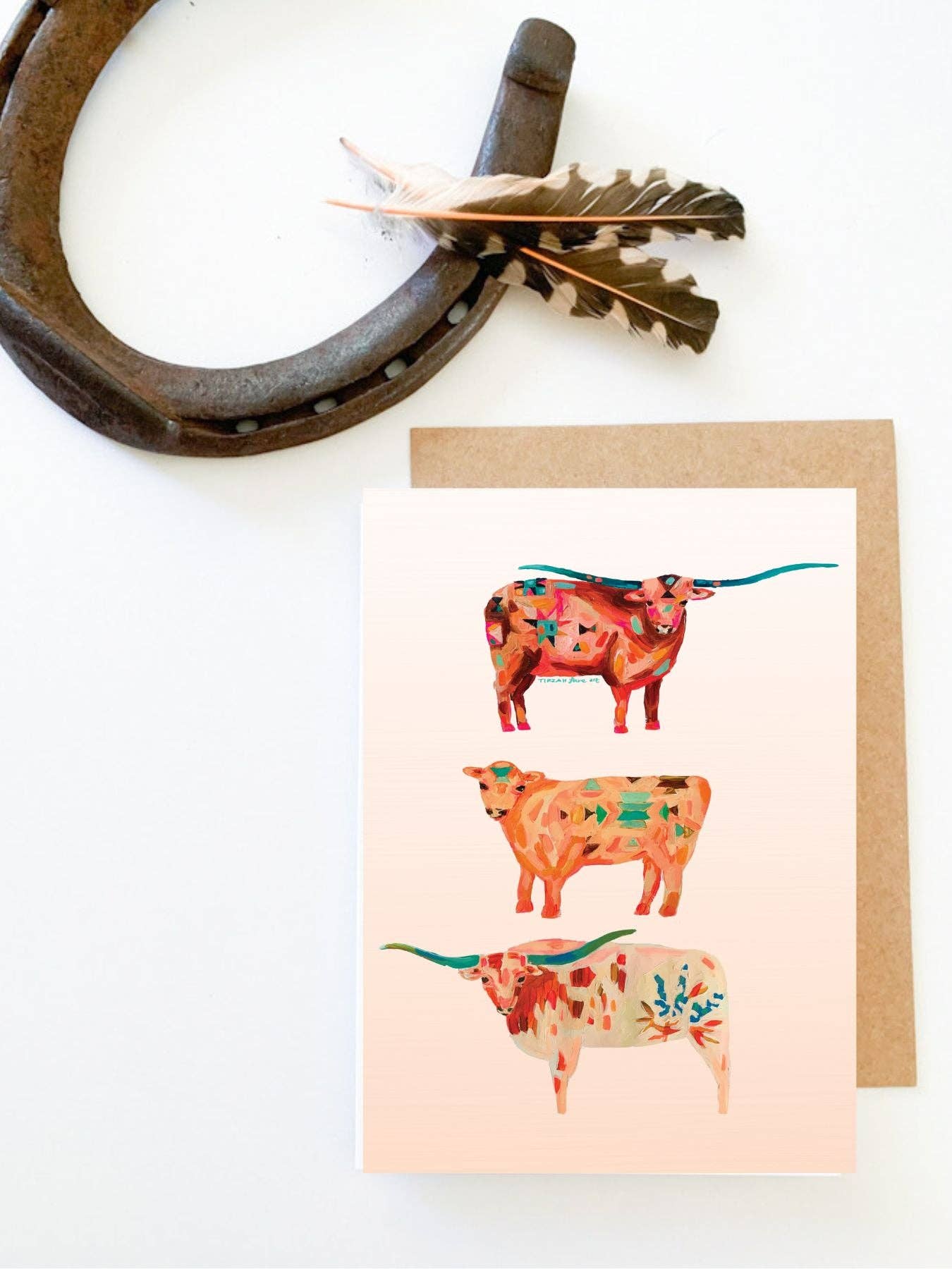 Texas Longhorn Blank Card, Cow Card, Western Greeting Card