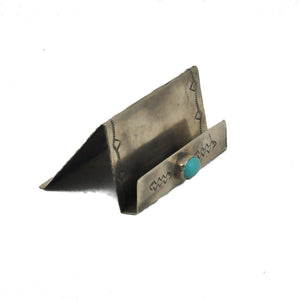 Stamped Business Card Holder With Turquoise