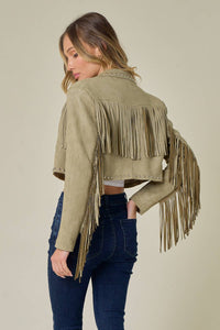 Bristol Studded Fringe Faux Suede Jacket