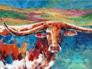 Colorful Longhorn Canvas Print 36x48