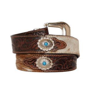 Mirky Brown Hand Tooled Leather Belt