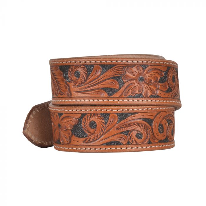 Floral Demure Hand Tooled Leather Belt