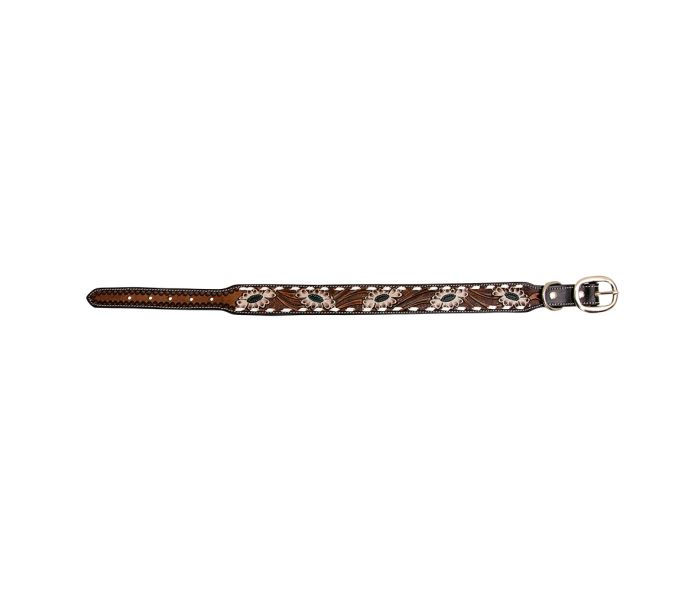 Hotshots Hand-Tooled Leather Dog Collar